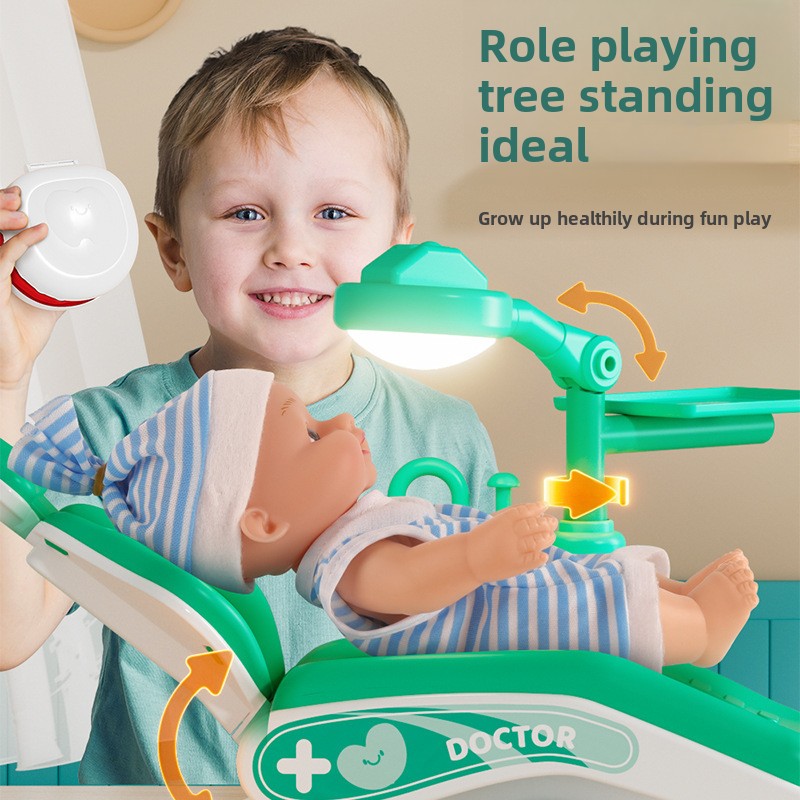 Dentist Role Play Toys for Kids Pretend Doctor Nurse Set with Checkup Tools Toy Vaccine Shots Educational Career Learning Toys