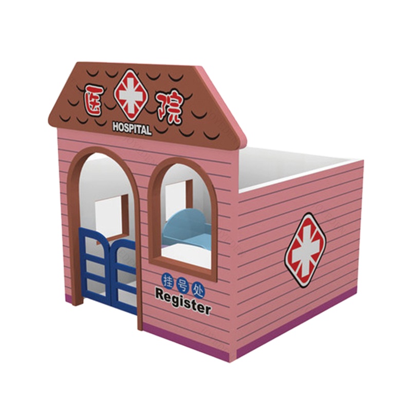 Hot Sale Cheap Indoor Pretend Hospital Doctor Games Stoving Varnish Kids Wood Playhouse for Children with Desk