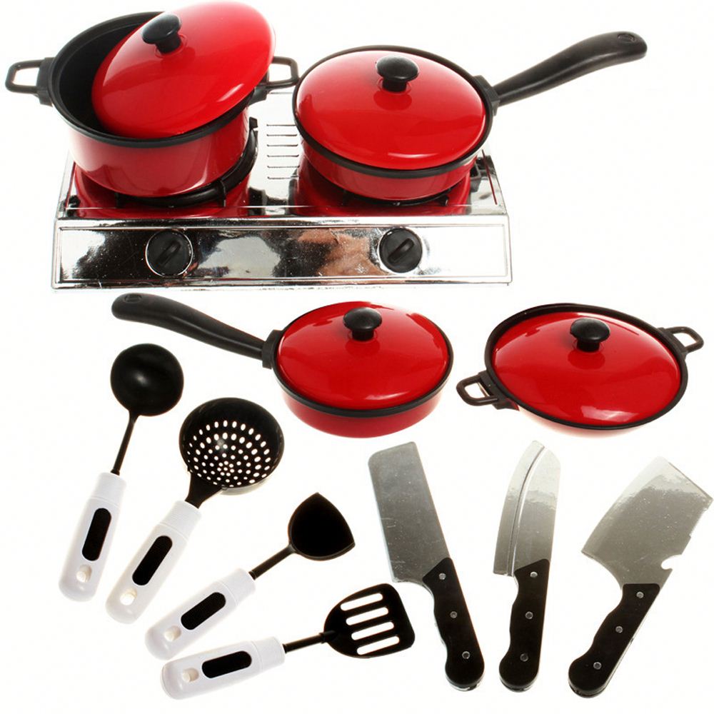 13 Pcs Girl Plastic Mini Cooking Set Kitchen Toys Pretend Play Children Kitchen Set Toys for Kids