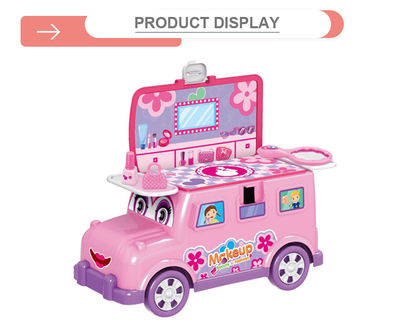 Play Fashion Cosmetic Bus Pretend Girls Toys Beauty Set Pretend Make-up Kit Toys for Girl