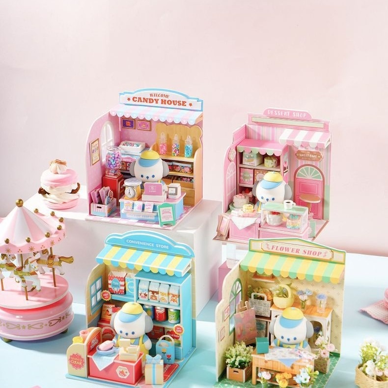 YD TOYS Baby 0-3 Months Children's Educational Eco-friendly Pretend Play Sweet Shop Assembly DIY Toy PVC Material Storage Box