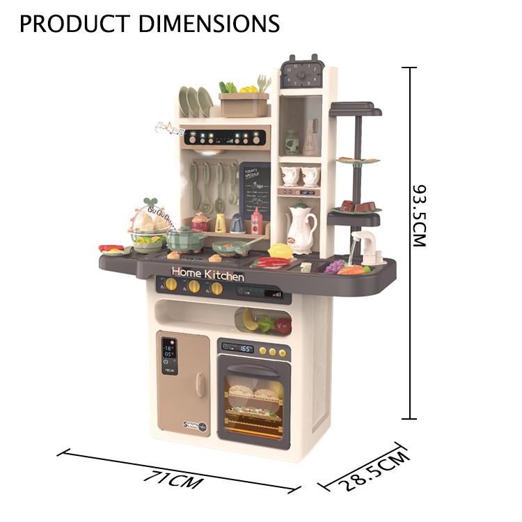 Jacko Toys Kids Play Set 65PCS Spraying Mist Kitchen Toy Tableware Cooking Game Children Kitchen Toy