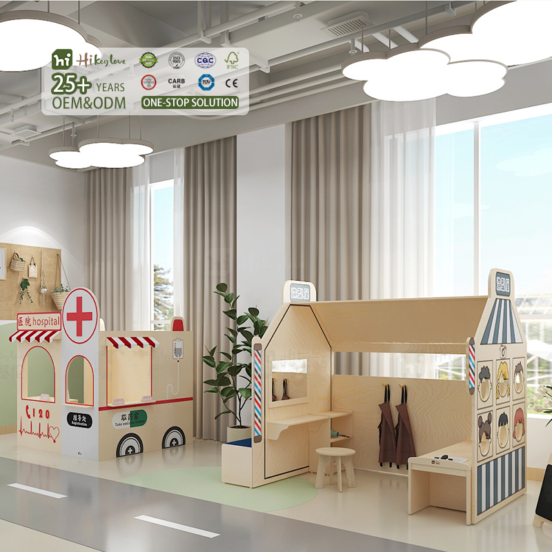 Hikeylove Safety Modern Wooden Preschool Play Area Furniture Set Role Playing School Eco-Friendly Durable Easy