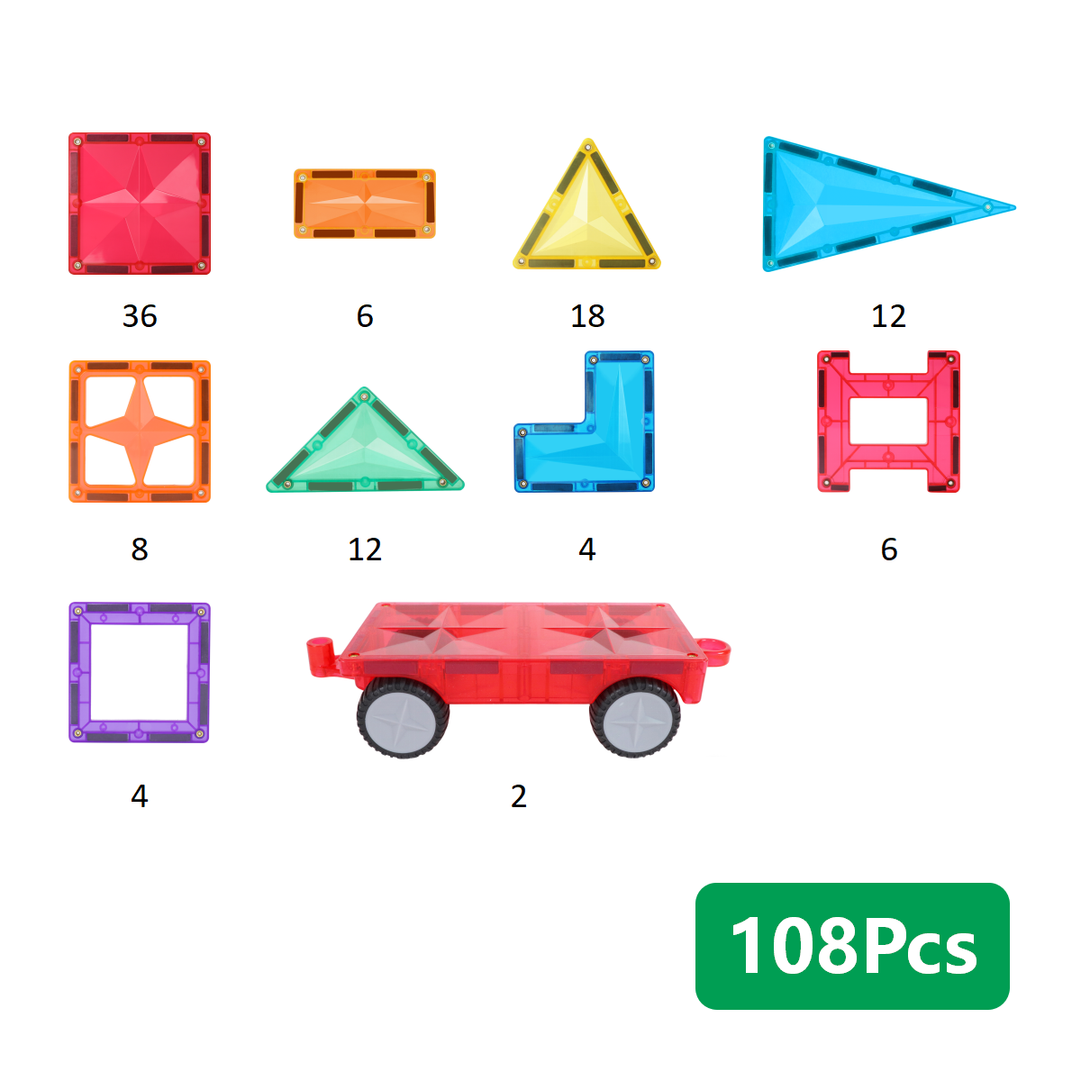 MNTL 108pcs Castle Magnetic Tiles Building Blocks 3D STEM Educational Magnetic Construction Building Blocks for Pretend Play