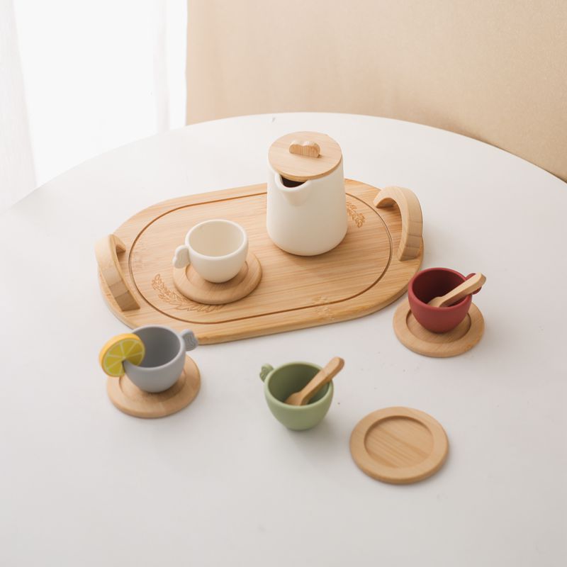 Wholesale Unisex Pretend Play Kitchen Toy Mini Wooden Afternoon Tea Set Educational Cooking Toy for Preschool Kids Made of Wood