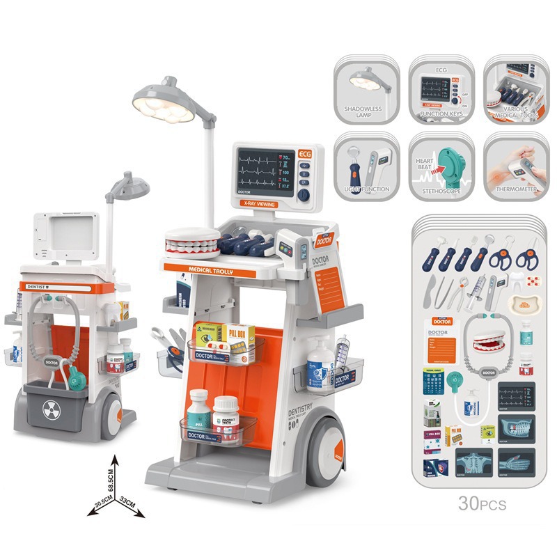 Simulation Medical Table Children's Role-Playing Doctor Toy Set Pretend Play Medical Tools ABS Plastic Ages 4-6 Promotes