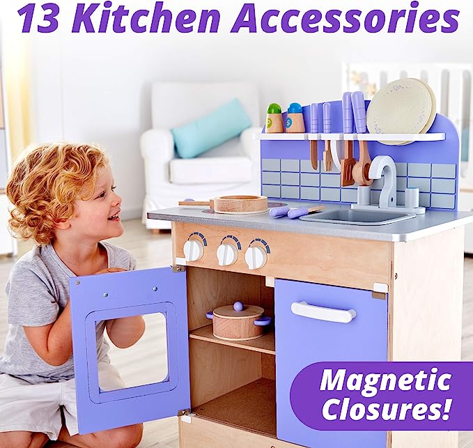 Play Kitchen for Toddlers Kids Kitchen Playsets for Pretend Play With 13 Toy Kitchen Accessories