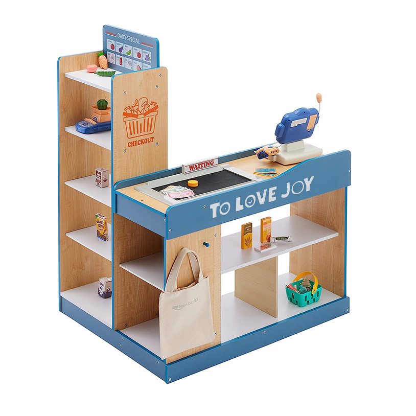 Supermarket Toys Kids Education Pretend Play Shopping Cash Register Table Pretend Toy Set for Children