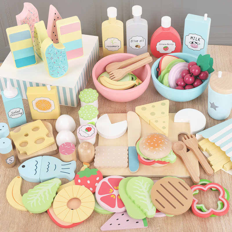 Household Play Kitchen Toy Role-playing Boy and Girl Birthday Gift Hamburgers with a Combination of Vegetables and Fruits