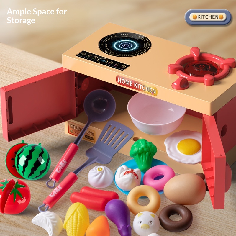 Pretend Play Ice Cream Plastic Kitchen Cooking Educational Toy Box Set for Unisex 4-14 Year Olds