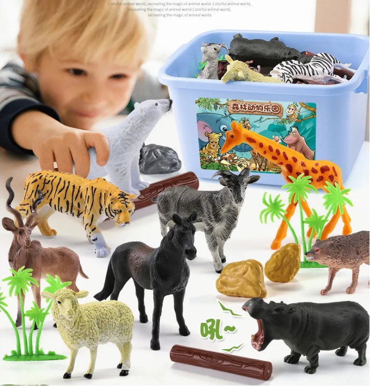 Hot Selling Safari Dinosaur Toy Set Children's Educational Plastic Simulation Animal Model Featuring Panda Tiger Lion