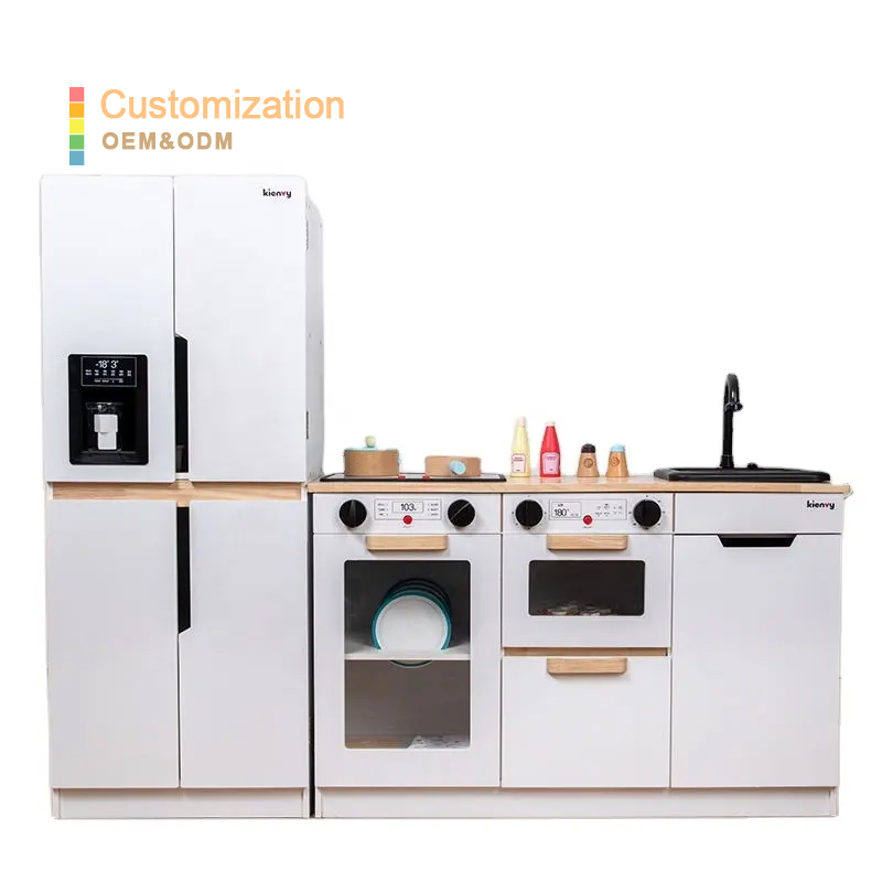 Gift Hot Selling Custom Toddler Pretend Cooking Set Pretend Role Play Set Kids Wooden Kitchen Toys Outlet Channel Microwave