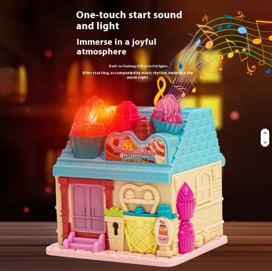 Yamataka Children's Building Block Set DIY Toys Pink Plastic 1:12 Scale Miniature Furniture Girl's Pretend Playhouse Candy House