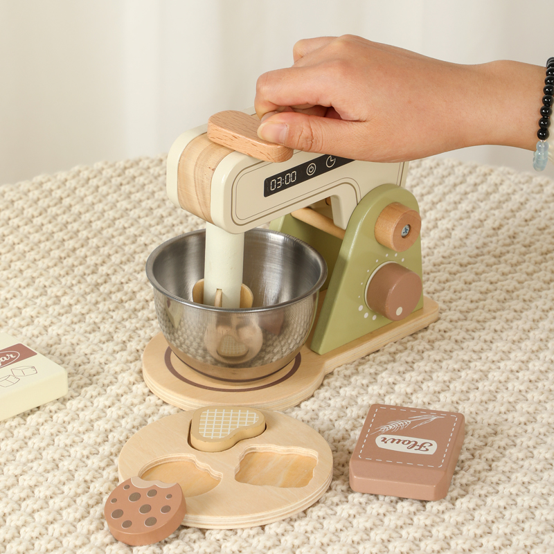 Wooden Kitchen Toys Coffee Maker Blender Bread Maker Set Kids Role Play Montessori Educational Pretend Simulation Food Learning