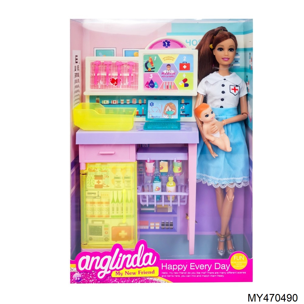 2026 Girl Toys Careers Doll Play Set Princess Doll Pretend Doctor Nurse with Baby Doll &amp; Accessories