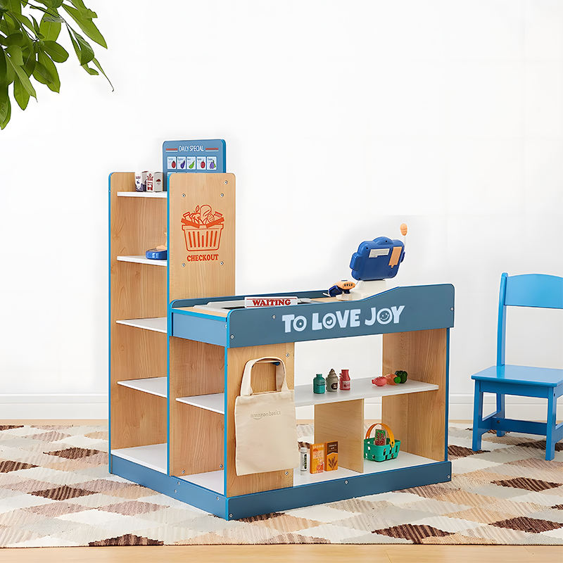 Supermarket Toys Kids Education Pretend Play Shopping Cash Register Table Pretend Toy Set for Children