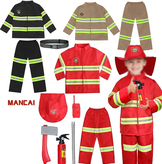 Carnival Halloween Career Fireman Costume Fire Brigade Role Play Set Career Day Extinguisher Firefighter Helmet Toy Fancy Dress
