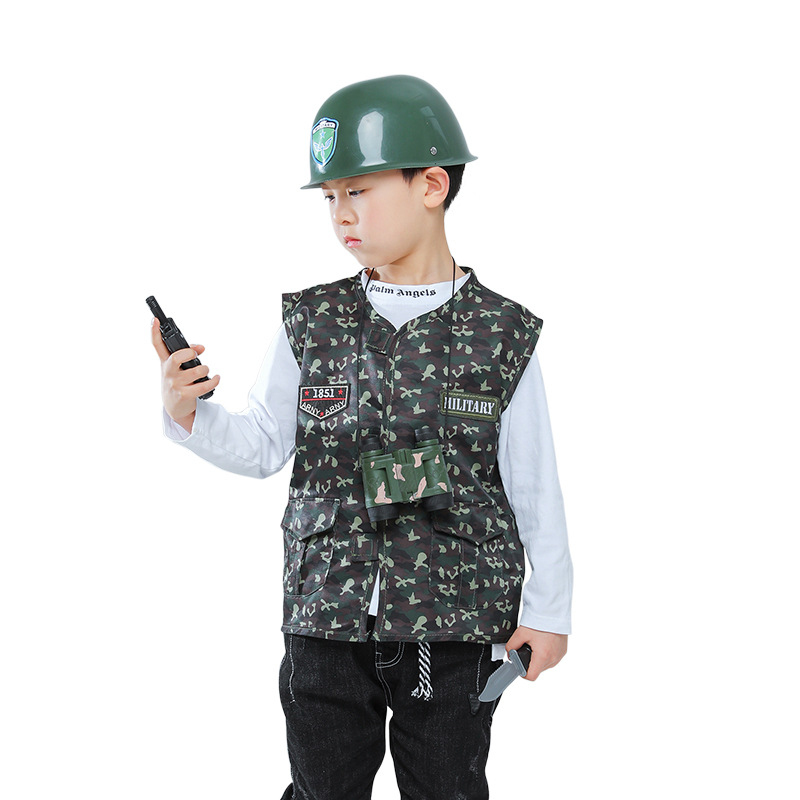 New Design Kids Career Day Outfits Halloween Costumes for Kids Soldier Dress up Role Play Set With Toys