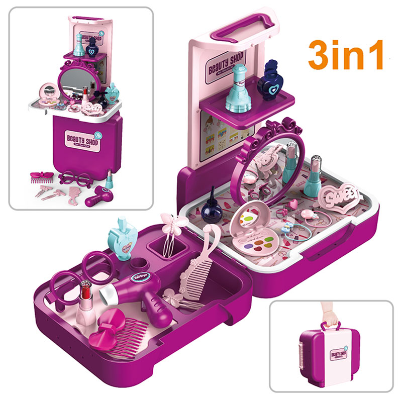 Easy Carry Toy 32Pcs Briefcase Pretend Girls Make up Shop Kids Play Beauty Set Toys