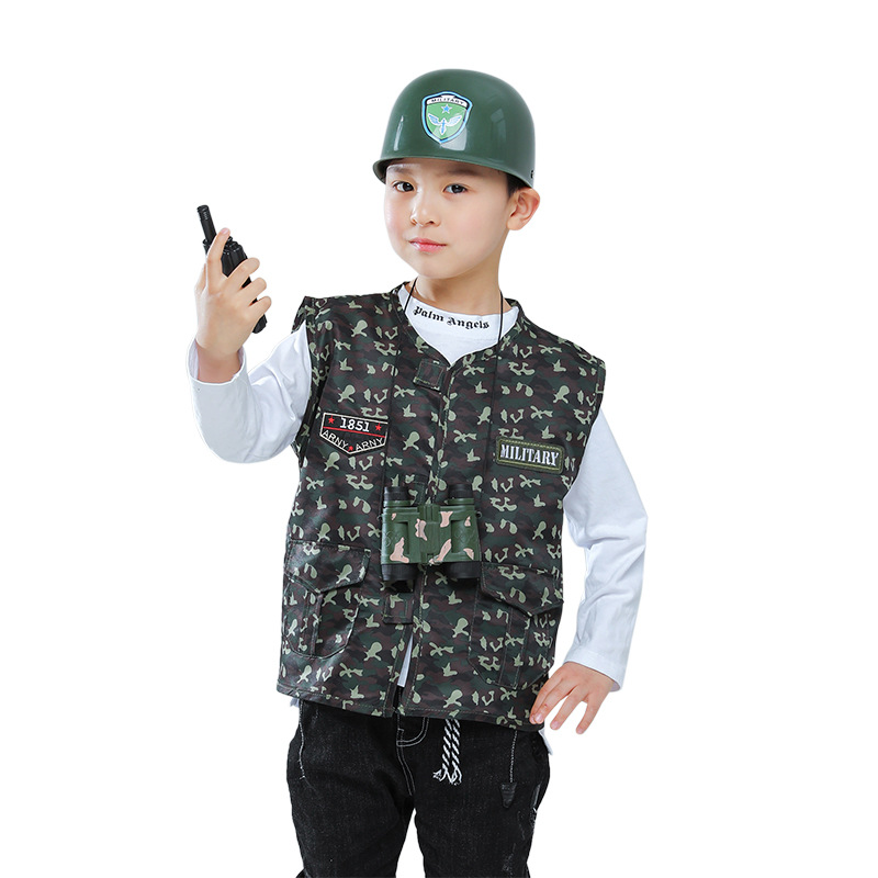 New Design Kids Career Day Outfits Halloween Costumes for Kids Soldier Dress up Role Play Set With Toys