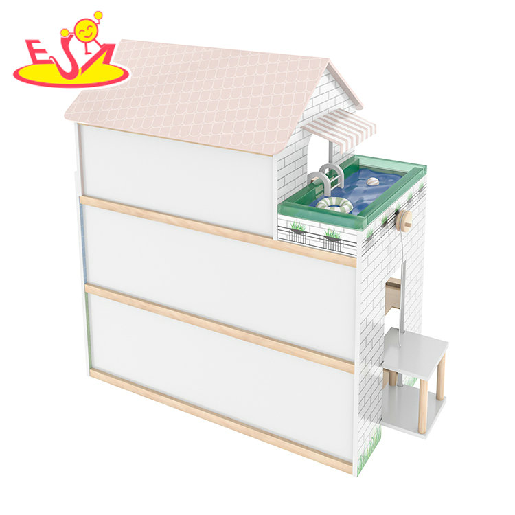 Pretend Role Play Educational Toy Villa Dollhouse with Elevator Dollhouse Play Set with Furnitures for Children W06A470