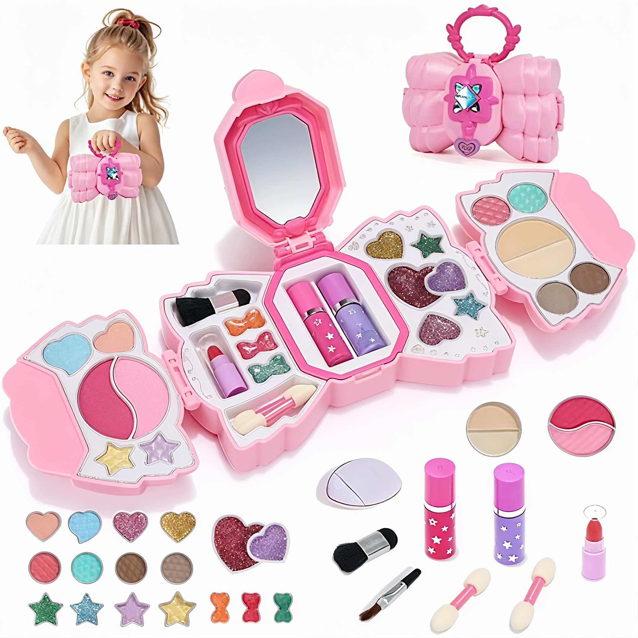 Wholesale Children's Cosmetics Girls' Makeup Toy Princess Handbag Lipstick Nail Polish Makeup Bag Set Pretend Play Gift