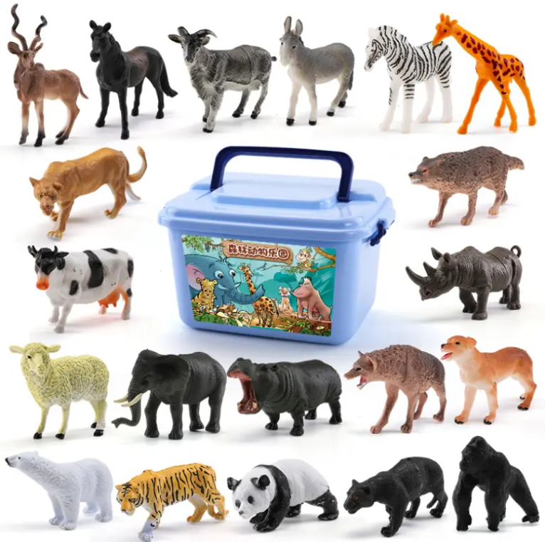 Hot Selling Safari Dinosaur Toy Set Children's Educational Plastic Simulation Animal Model Featuring Panda Tiger Lion