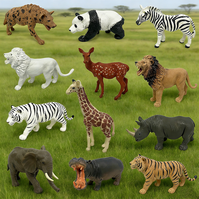 Wholesale Hollow PVC Simulation Wild Animal Statue Model Figures Mini Animal Toys Children Toy