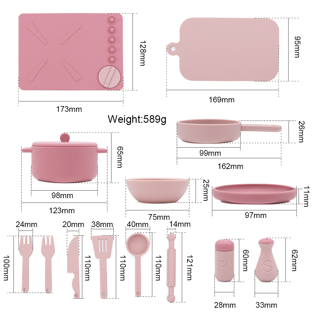 Toys Kids Hot Selling New Children's Educational Pretend Play Toys Set Unisex Realistic Silicone Tableware Mini Kitchen Toys