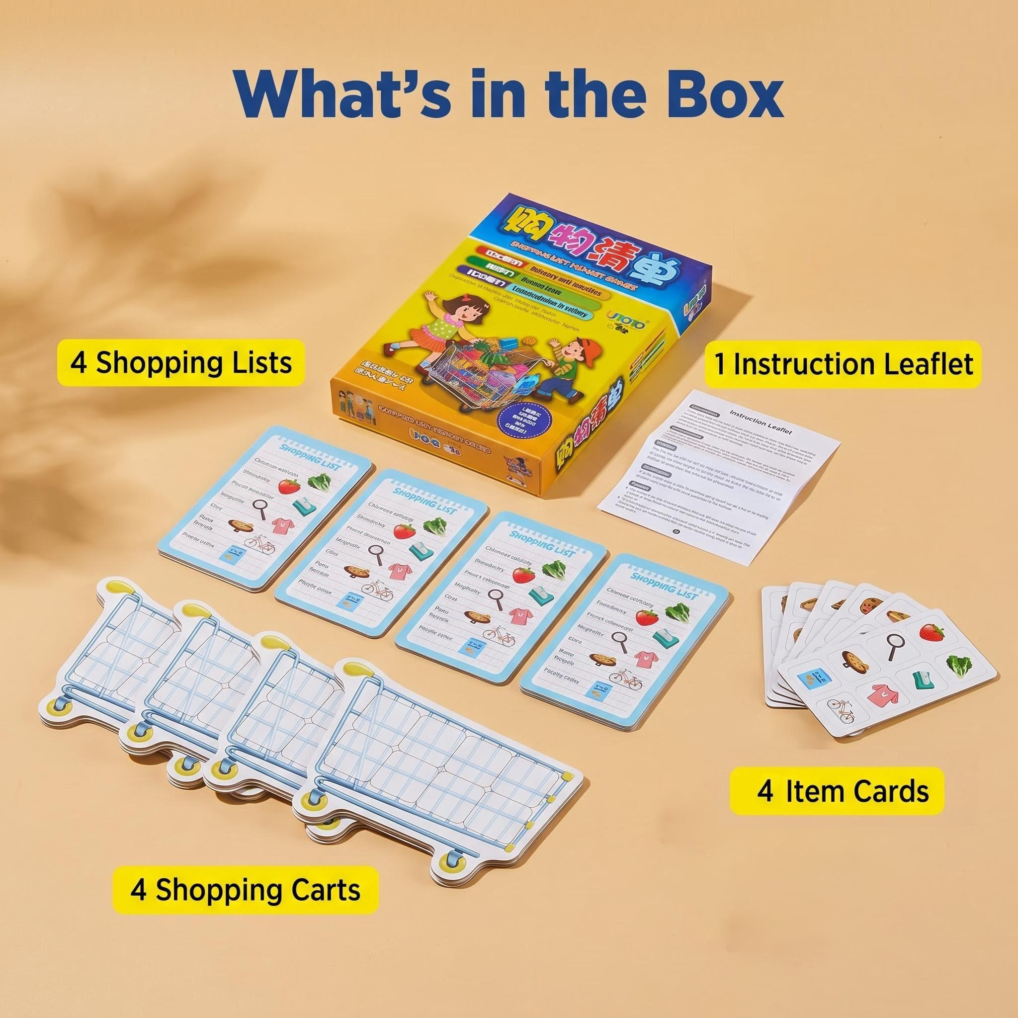 Kids Shopping List Themed Educational Game Interactive Memory Matching Toy for Preschool Children Skill Development