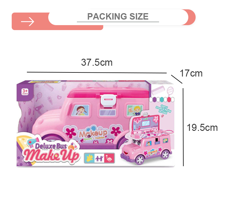 Play Fashion Cosmetic Bus Pretend Girls Toys Beauty Set Pretend Make-up Kit Toys for Girl