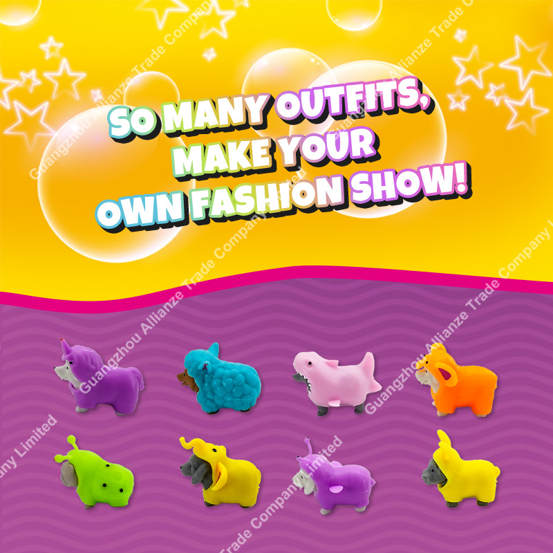 Stretch Stress Relief Toy Pretend Play Toy Cute Shark Unicorn Elephant Clothes Animal Dress up Party Kawaii Dog Squeeze Toy