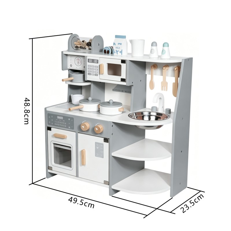 Hot Selling Children's Simulation Role Play Grey Kitchen Set Game Educational Pretend Cooking Learning Playing Toys for Kids