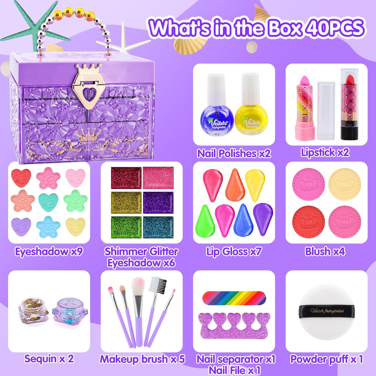 Princess DIY Luxury Cosmetics Play Game Kit Girls Makeup Toy for Kids Pretend Play Beauty Fashion Toys