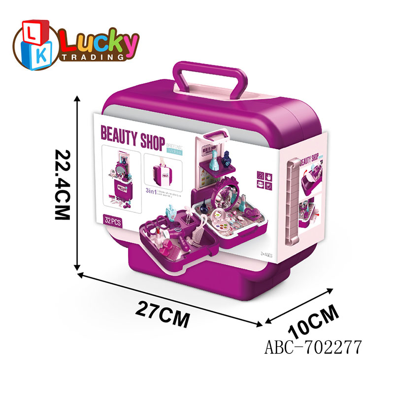 Easy Carry Toy 32Pcs Briefcase Pretend Girls Make up Shop Kids Play Beauty Set Toys