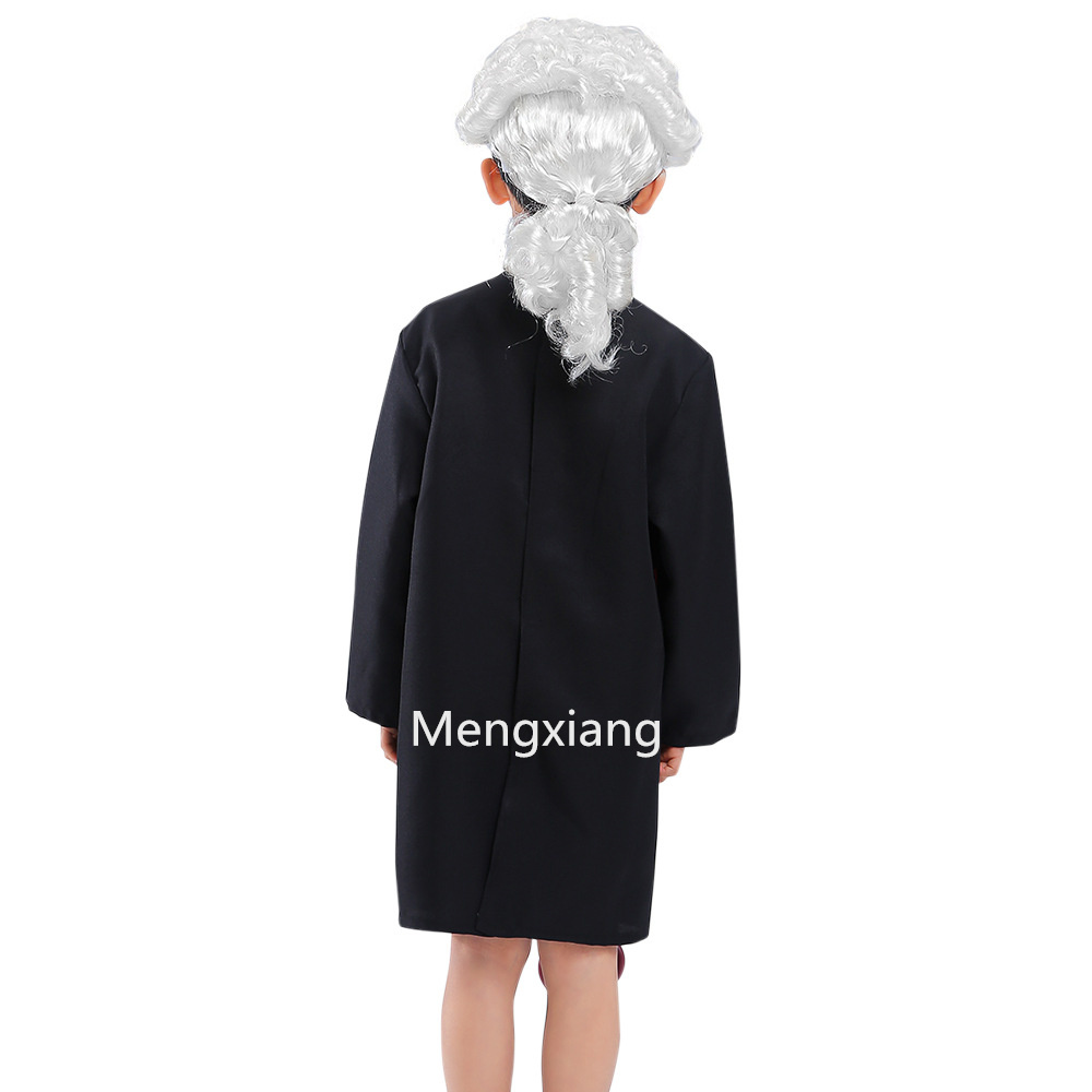 Kids Job Costume Role Play Toy Set Pretend for Toddlers Lawyer Suit Children Cosplay Career Outfit Judge's Robe with Wig Gavel
