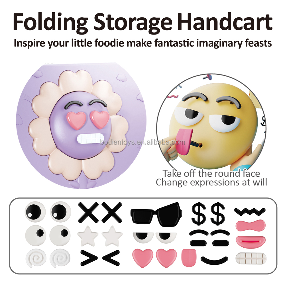 Supermarket Shopping Play House Kitchen Toys Folding ABS Plastic Storage Handcart for Kids 2-13 Years Unisex Pretend Play