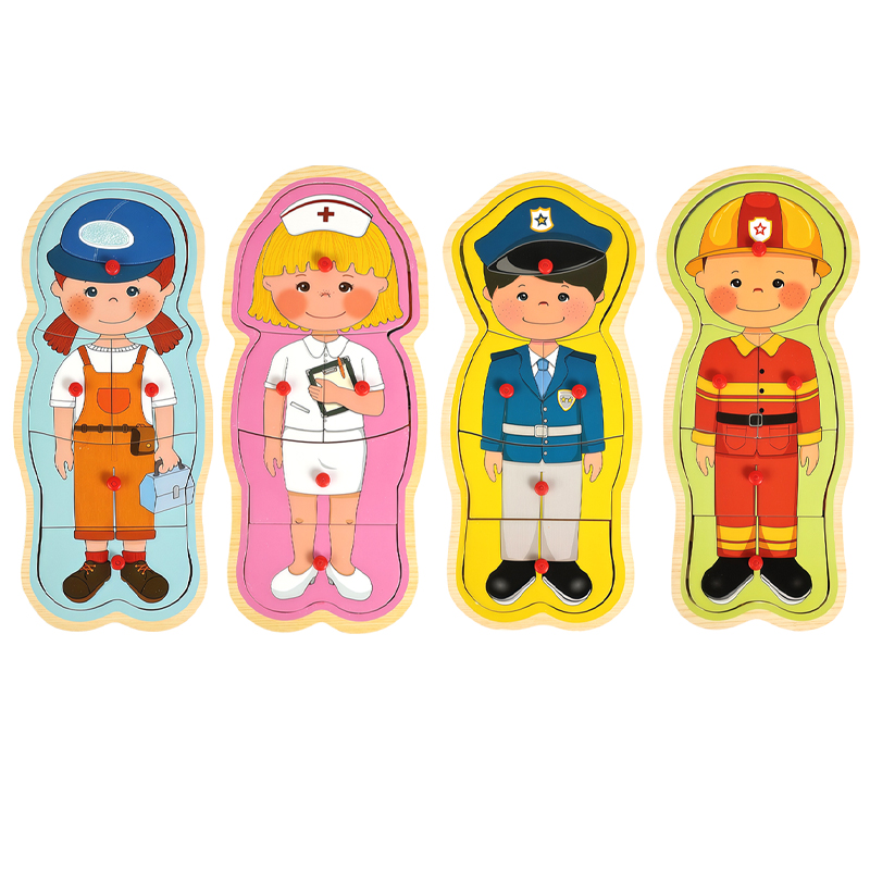 Custom Multilayer Jigsaw Puzzle Career Cognition Matching Board Games Sensory Learning Educational Toys for Kids Boys Girls