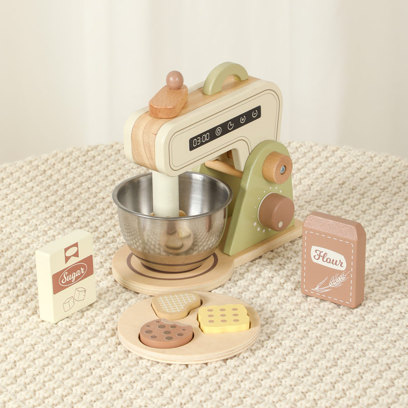 Wooden Kitchen Toys Coffee Maker Blender Bread Maker Set Kids Role Play Montessori Educational Pretend Simulation Food Learning