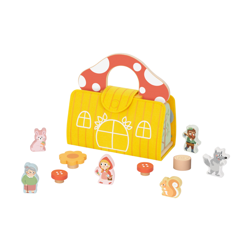 Little Red Riding Hood Play Set Wooden Educational Toy Montessori Children Pretend Play Toys for Kids