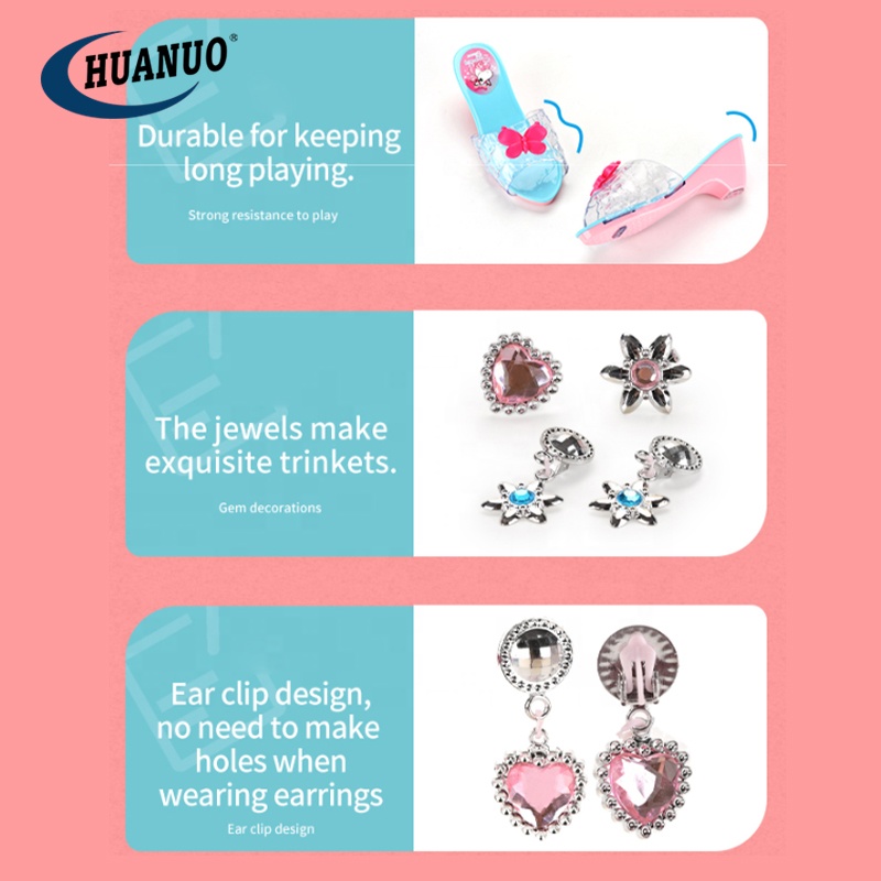 Kids Pretend Play Crowns Jewelry Toys Girls Fashion Beauty Play Set Princess Shoes Dress up Toy