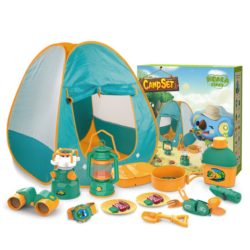 Children's Plastic Pretend Play Camping Tent Tool Set for Kids-Outdoor Adventure Toy