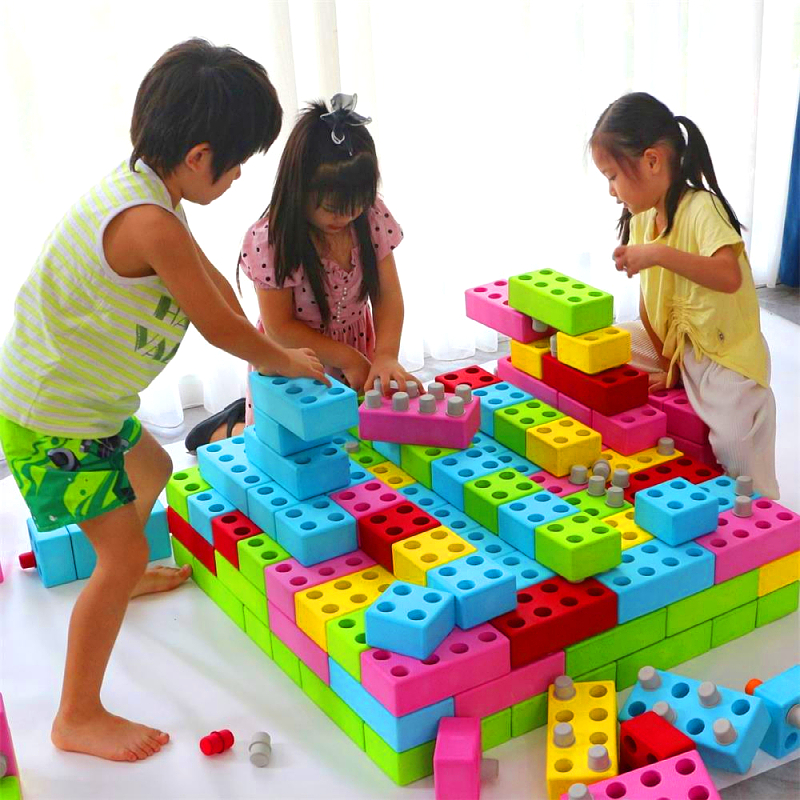 134 PCS DIY Building Jumbo EVA Foam Toys Unisex Soft Constructor Model Educational Block Set for Toy Construction