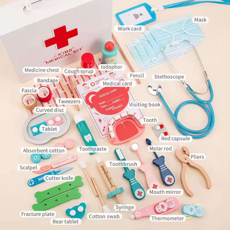Custom Pretend Play Preschool Doctor Games Set with Stethoscope Toys Kit for Kids