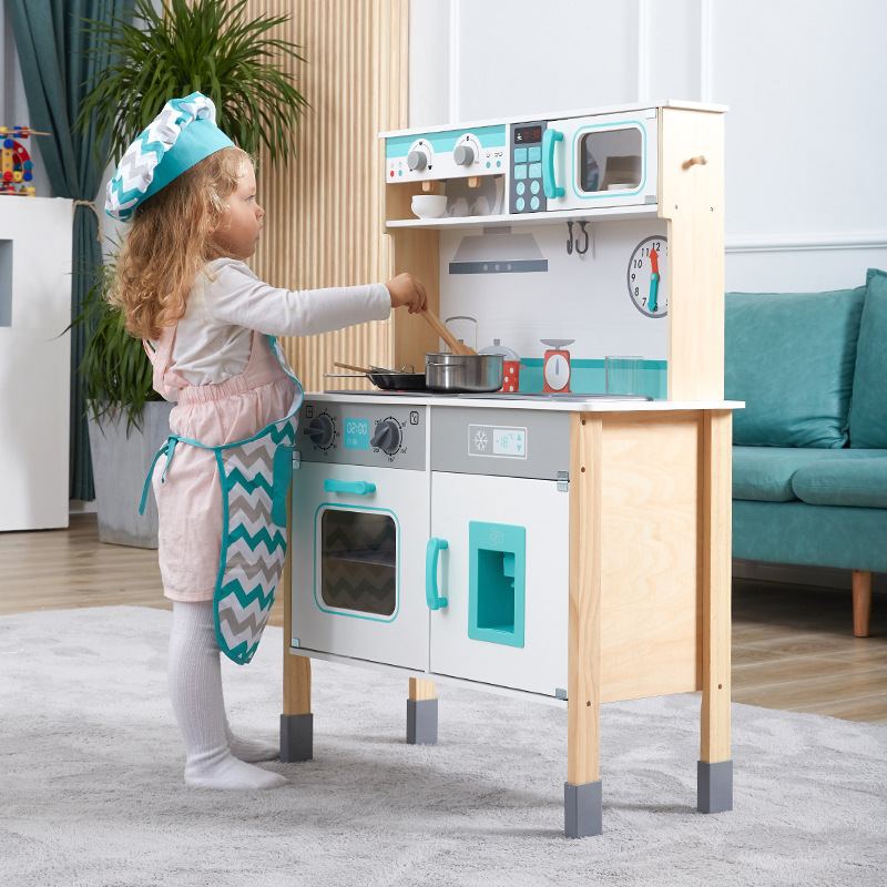 Cross-Border Direct Factory Sales Wood Children's Play Kitchen Toys for Boys and Girls Cooking Simulation Kitchenware Box