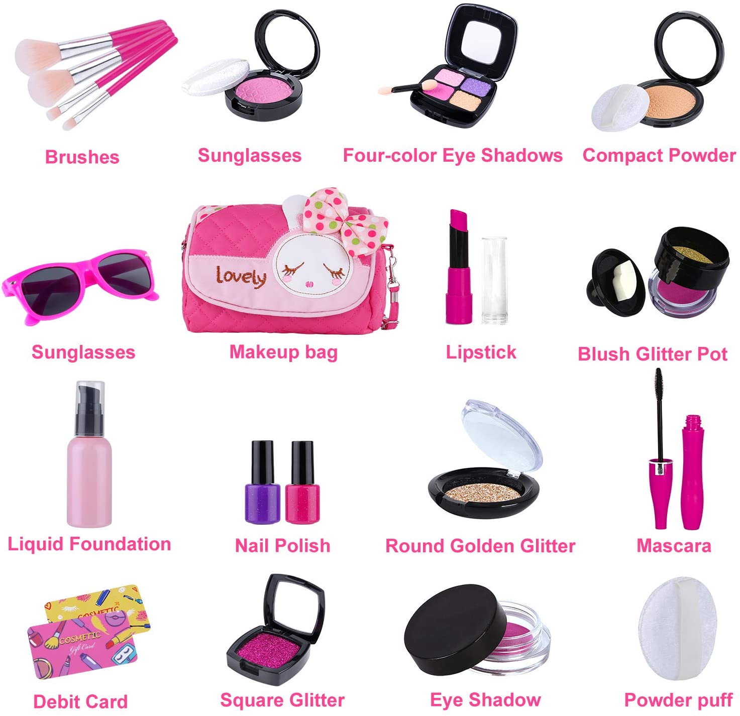 Factory Hot Non-toxic Fashion Girl Kids Pretend Play Game Beauty Cosmetic Toy Kits Not Real Toddlers Makeup Tools Sets
