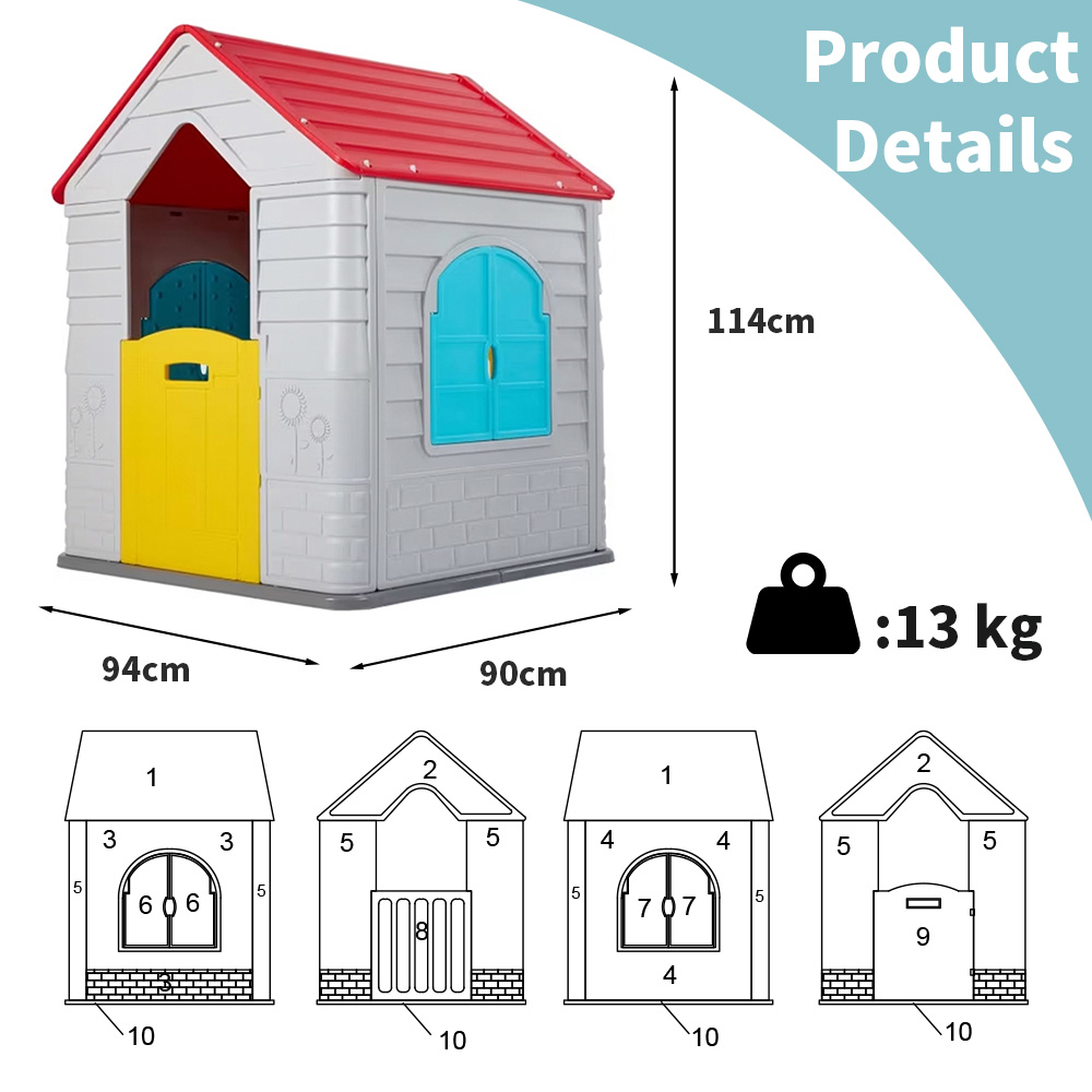 Cubby House Kids Plastic PE Playhouse, Endless Fun Pretend Play Furniture Toys for 2-6 Years Old Children Encouraging Creativity