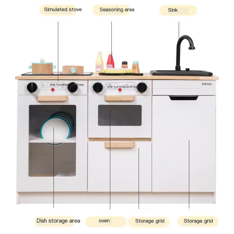 Gift Hot Selling Custom Toddler Pretend Cooking Set Pretend Role Play Set Kids Wooden Kitchen Toys Outlet Channel Microwave
