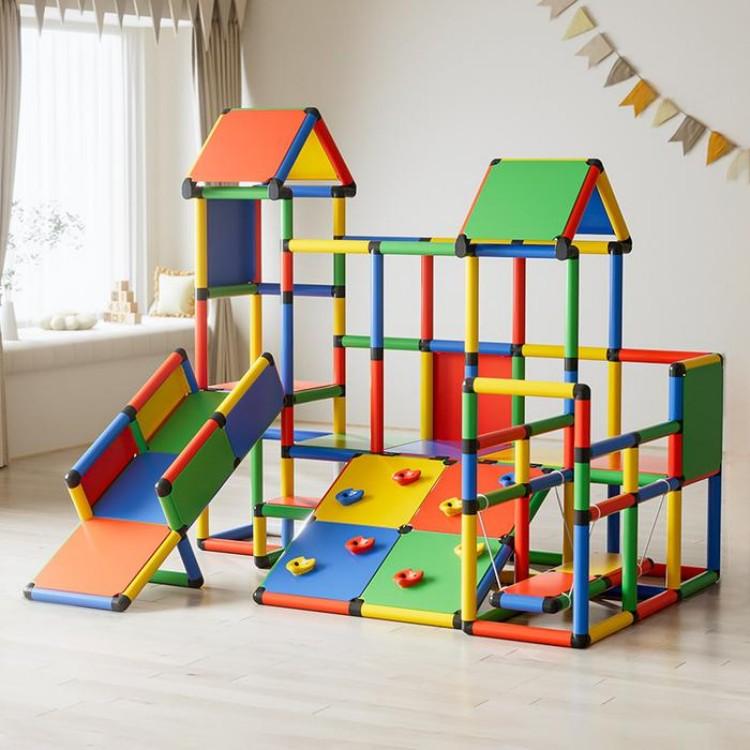 Children's Integrated Training Equipment Set Baby Indoor Playground With Climbing Frame And Plastic Slide For Bedroom Play