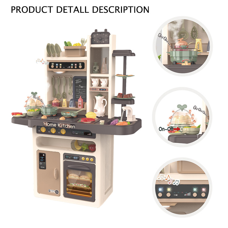 Jacko Toys Kids Play Set 65PCS Spraying Mist Kitchen Toy Tableware Cooking Game Children Kitchen Toy